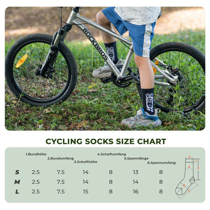 ROCKBROS Kinder Fahrradsocken mit 5A Antibakteriell Kompressionszonen Katzenpfoten Design