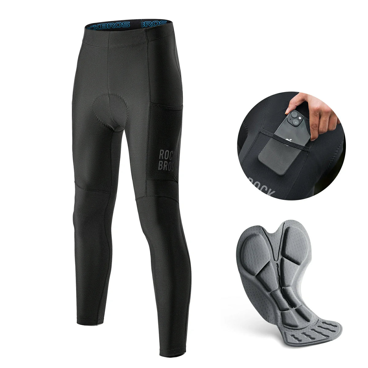 ROCKBROS Lang Fahrradhose für Herren Thermo Radlerhose 3D gepolstert