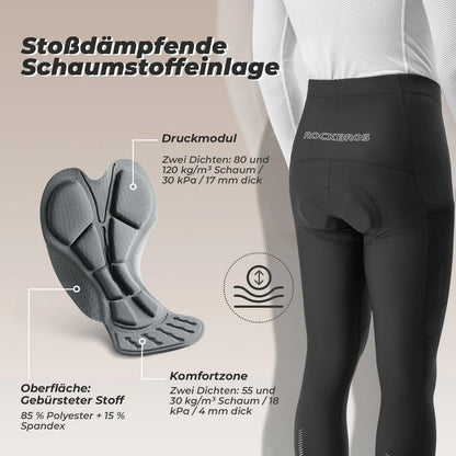 ROCKBROS Lang Fahrradhose für Herren Thermo Radlerhose 3D gepolstert