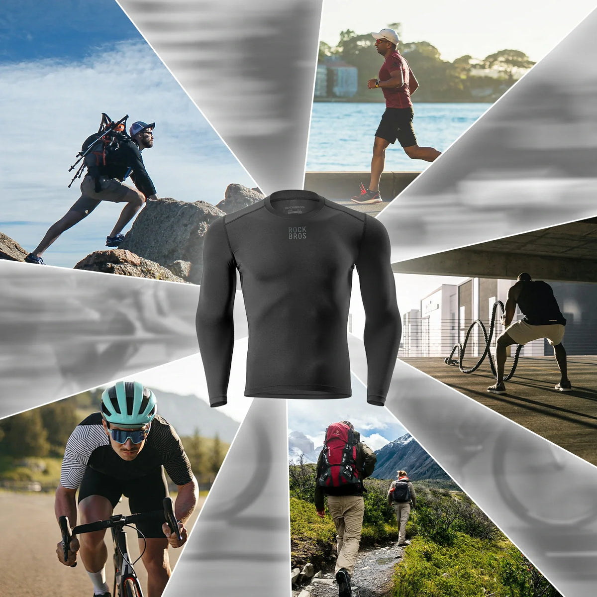 ROCKBROS Langarm Ärmel Radtrikot Herren, Warm Fahrradtrikot Bekleidung Atmungsaktiv