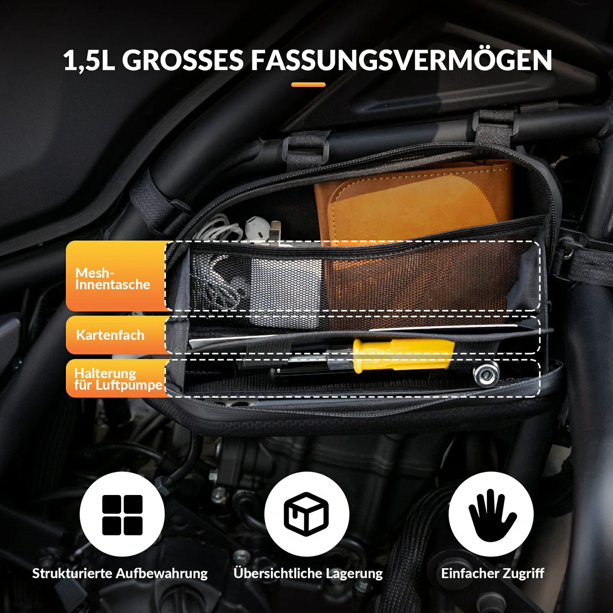 ROCKBROS Wasserabweisende Motorradtasche, 1,5 Liter