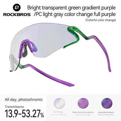 ROCKBROS Photochrome Fahrradbrille mit UV400 Schutz