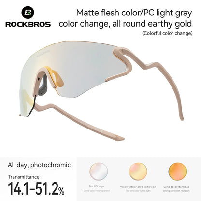 ROCKBROS Photochrome Fahrradbrille mit UV400 Schutz