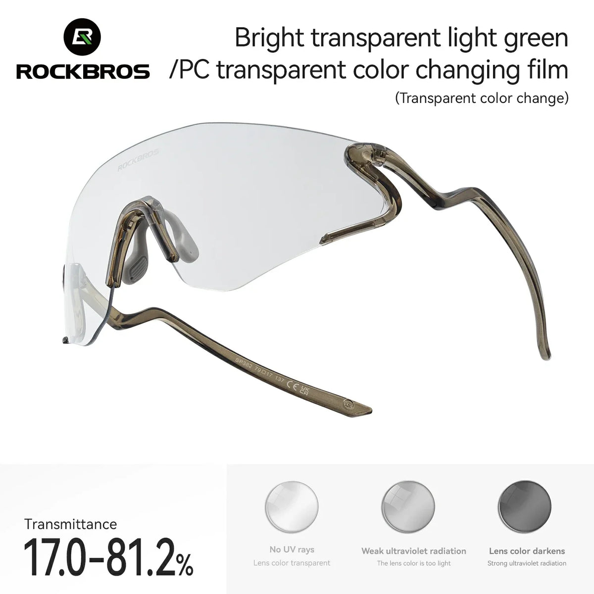 ROCKBROS Photochrome Fahrradbrille mit UV400 Schutz