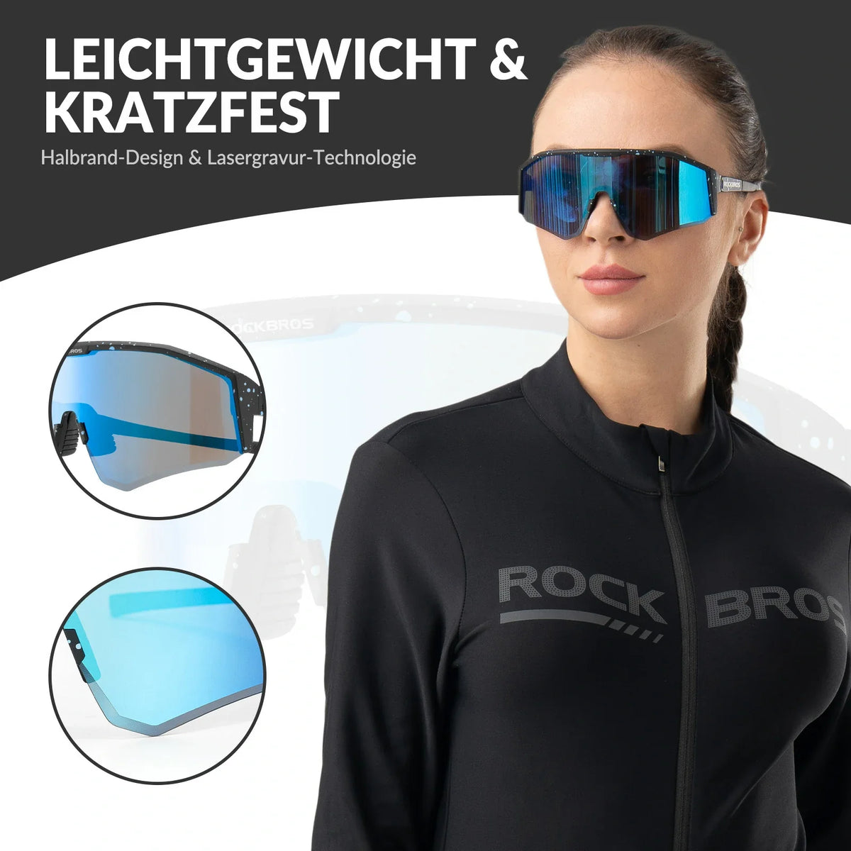 ROCKBROS Polarisierte Fahrradbrille mit Verstellbaren Bügeln