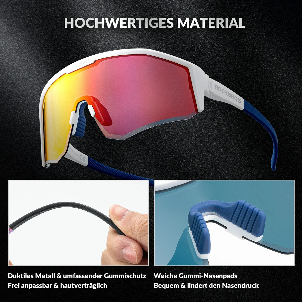 ROCKBROS Polarisierte Fahrradbrille mit Verstellbaren Bügeln