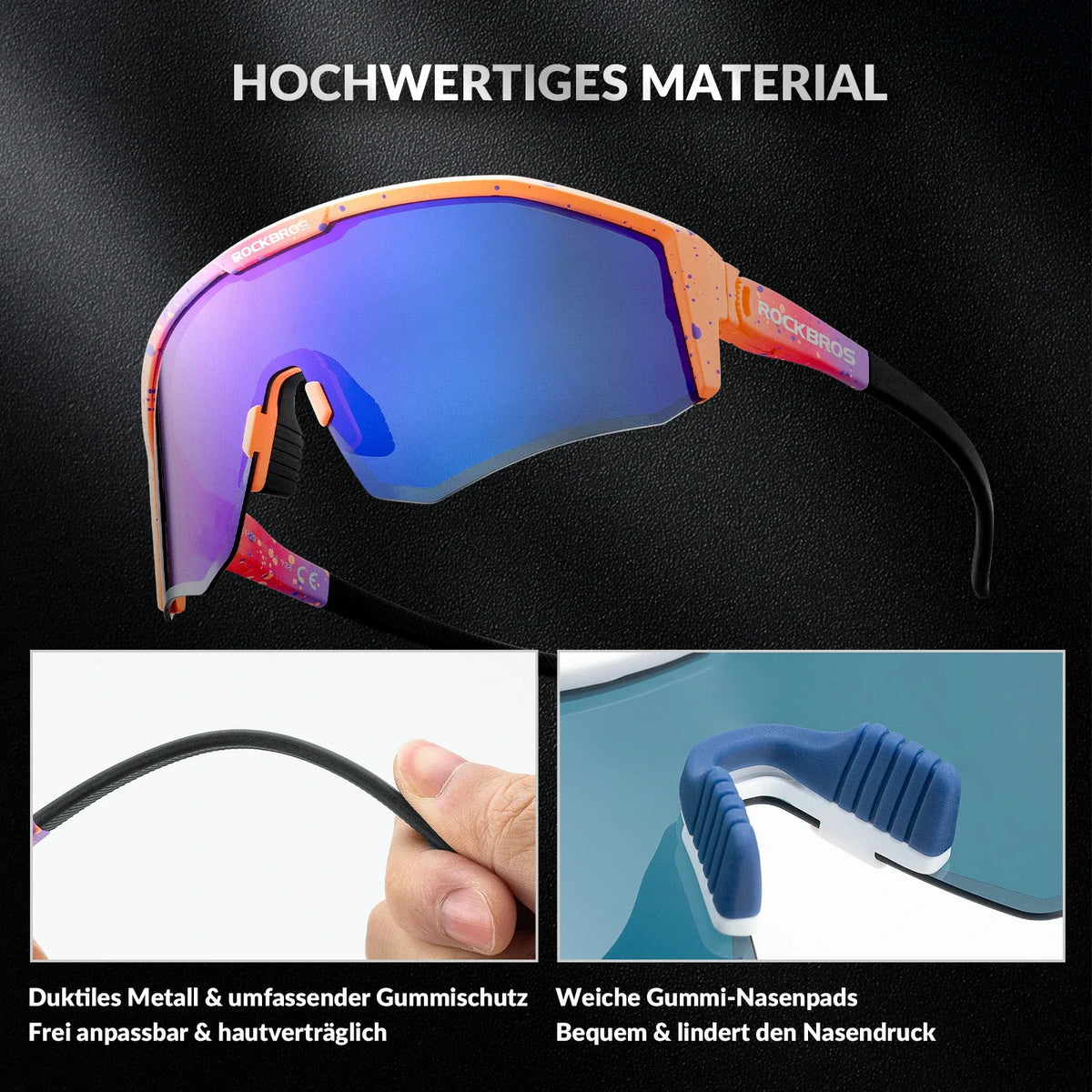 ROCKBROS Polarisierte Fahrradbrille mit Verstellbaren Bügeln