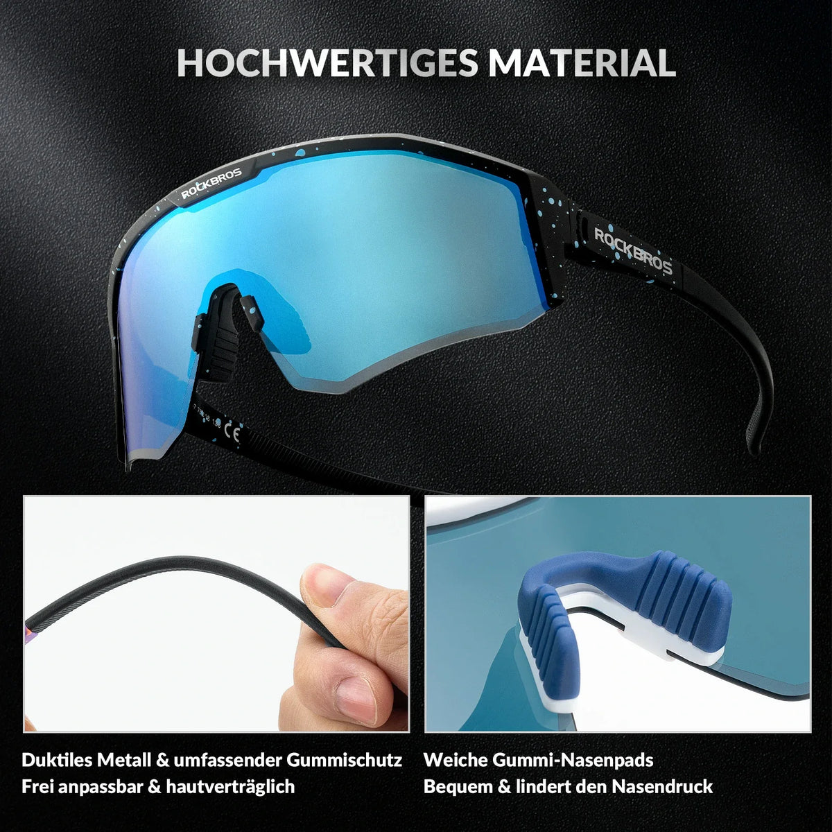 ROCKBROS Polarisierte Fahrradbrille mit Verstellbaren Bügeln