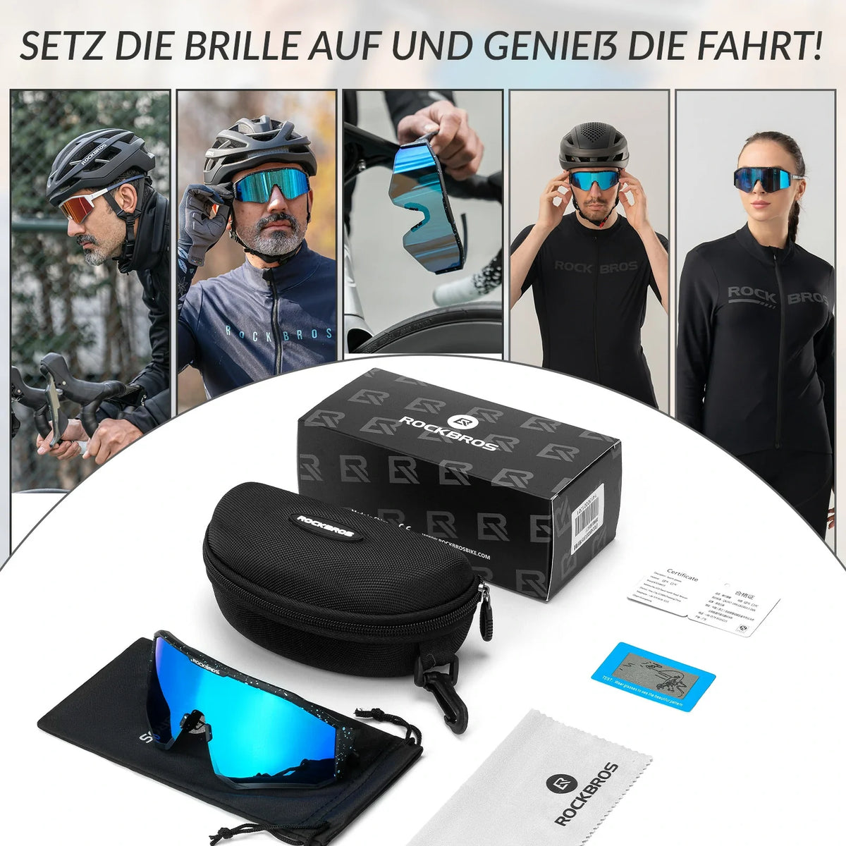 ROCKBROS Polarisierte Fahrradbrille mit Verstellbaren Bügeln