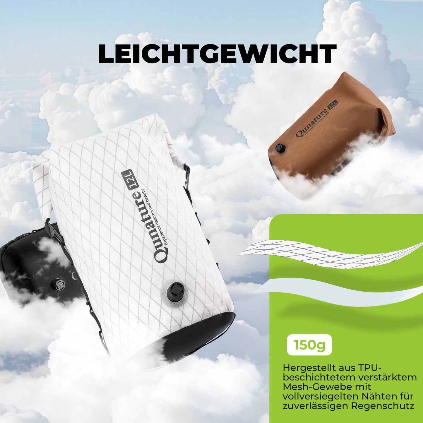 Lenkertasche 6L/12L Wasserdicht & Leicht für Fahrrad und Outdoor Qunature