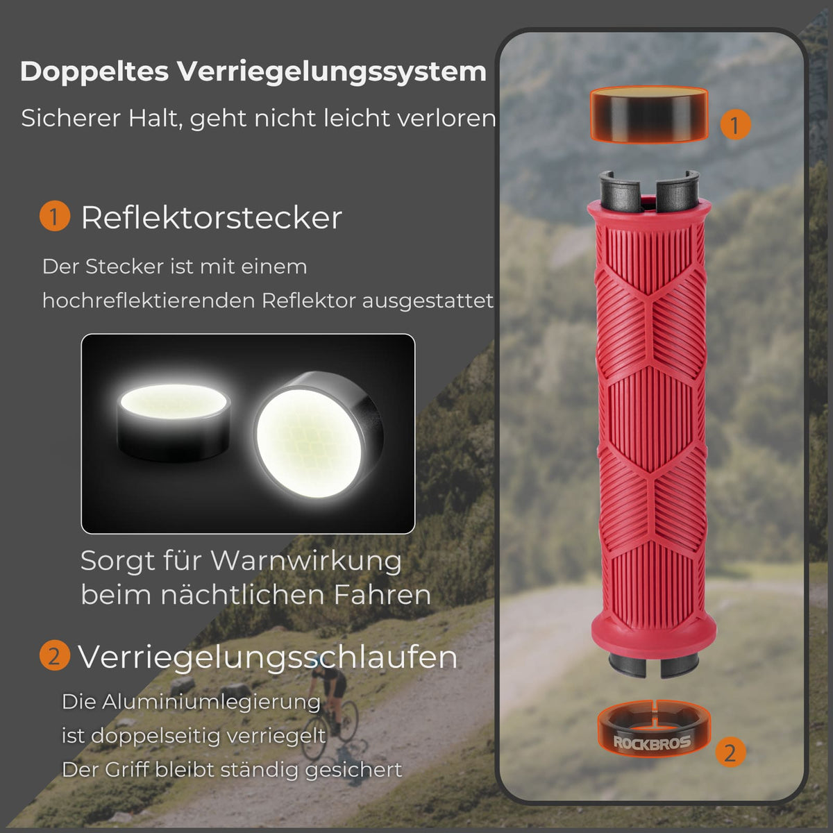 ROCKBROS Fahrrad Lenkergriffe Doppelverschluss für 22,2mm Lenke