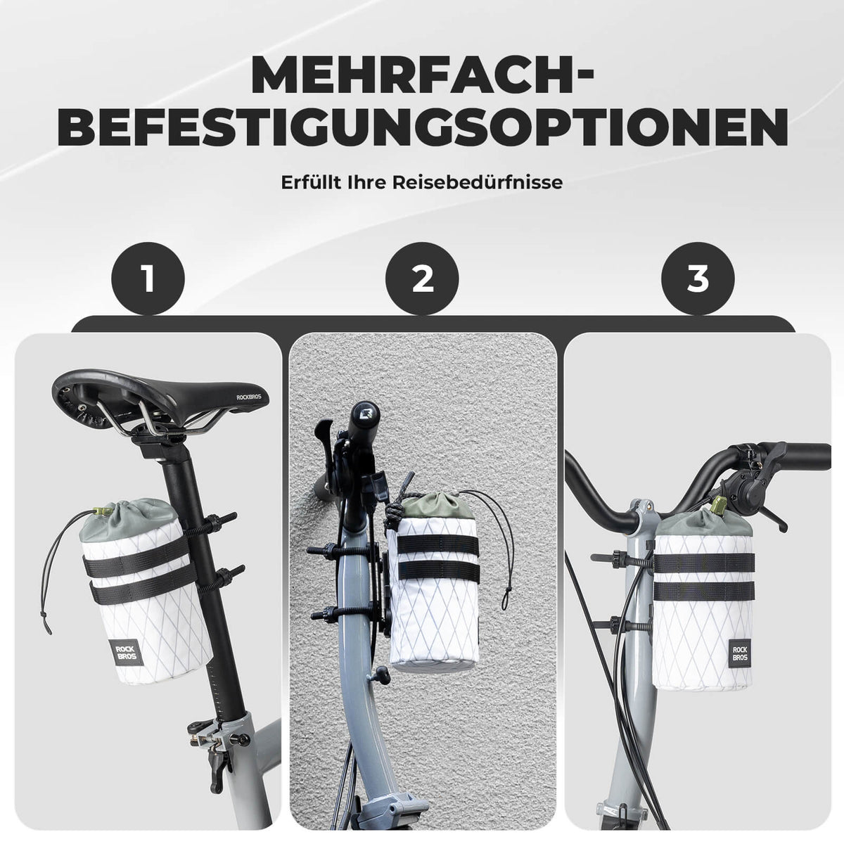ROCKBROS Fahrrad Lenkertasche 1.2L für Trinkflaschen Ø10 cm
