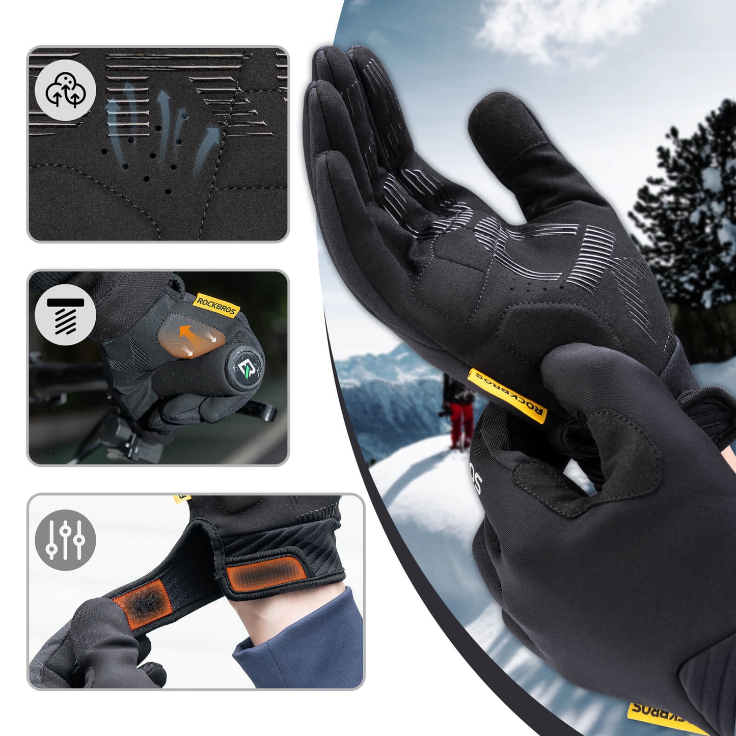 Fahrradhandschuhe Touchscreen-fähig mit SBR-Polsterung ROCKBROS