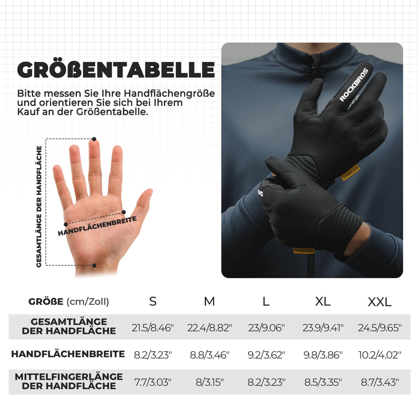 Fahrradhandschuhe Touchscreen-fähig mit SBR-Polsterung ROCKBROS