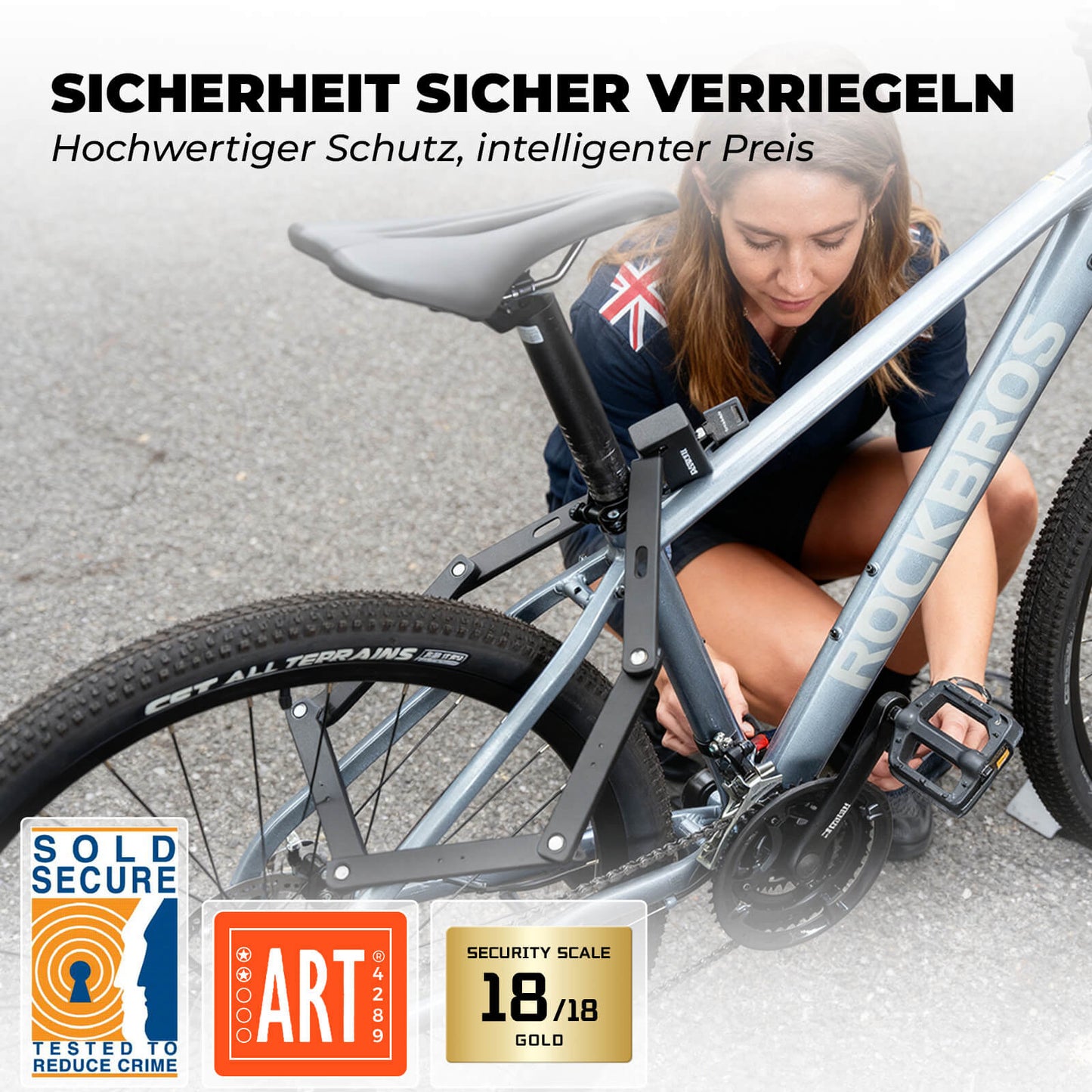 Faltschloss Fahrradschloss 104 cm Faltbares ROCKBROS