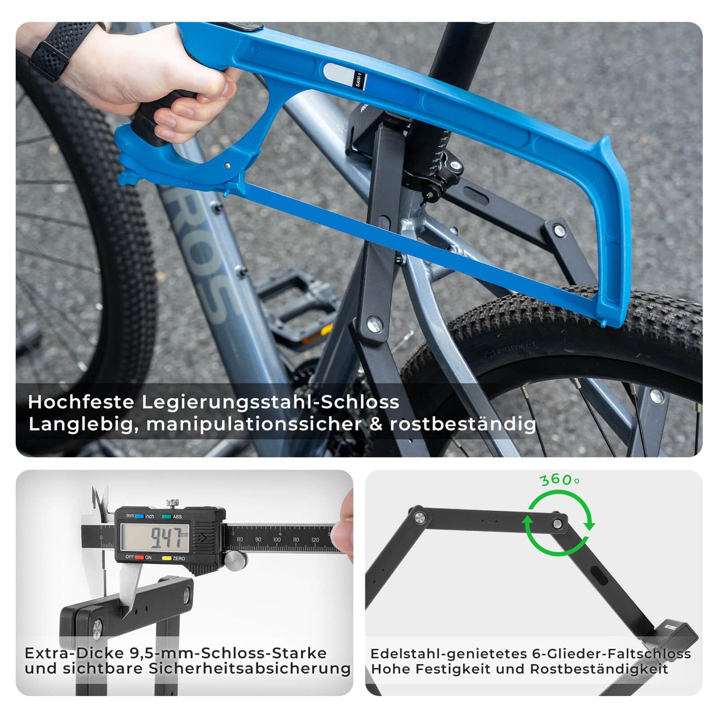 Faltschloss Fahrradschloss 104 cm Faltbares ROCKBROS