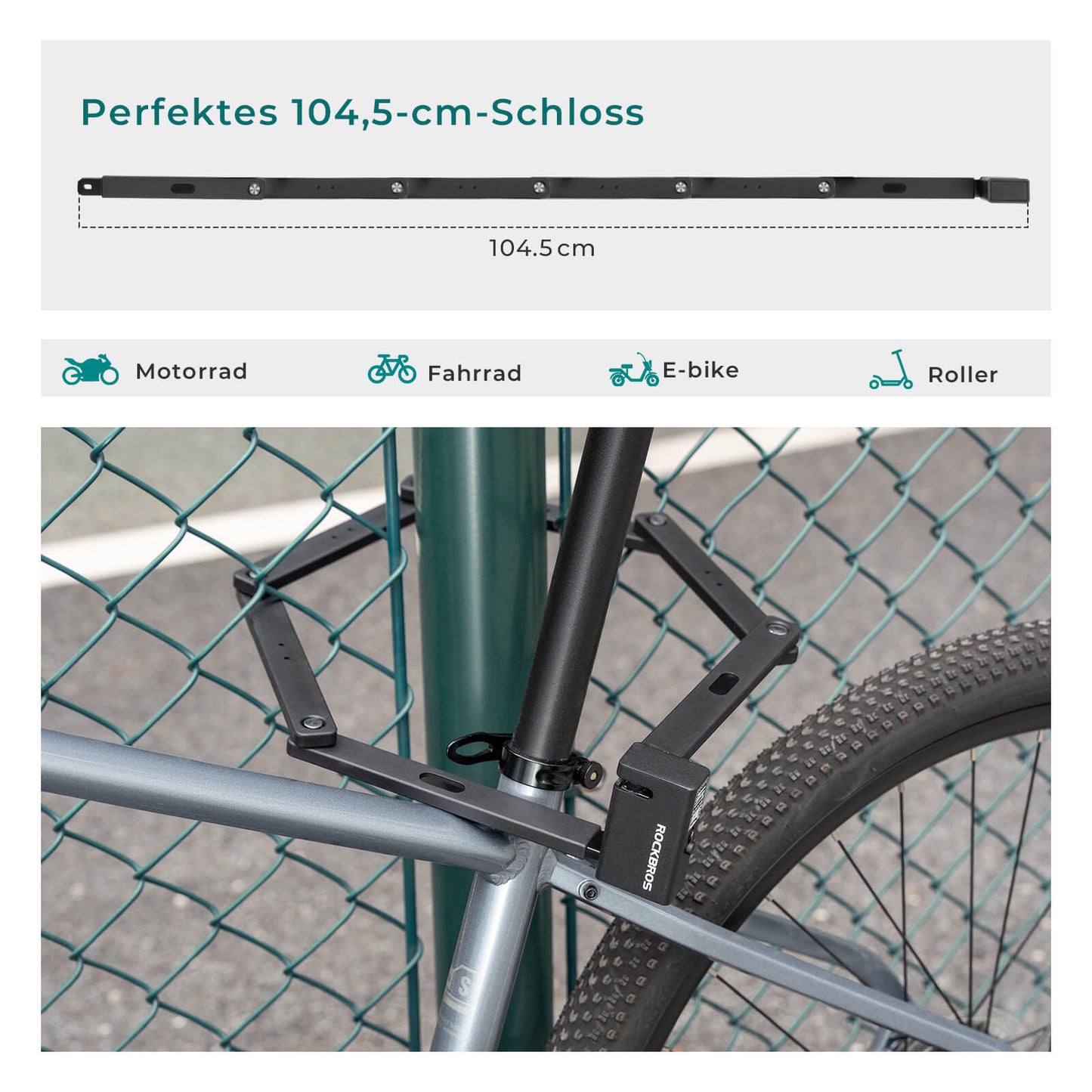 Faltschloss Fahrradschloss 104 cm Faltbares ROCKBROS