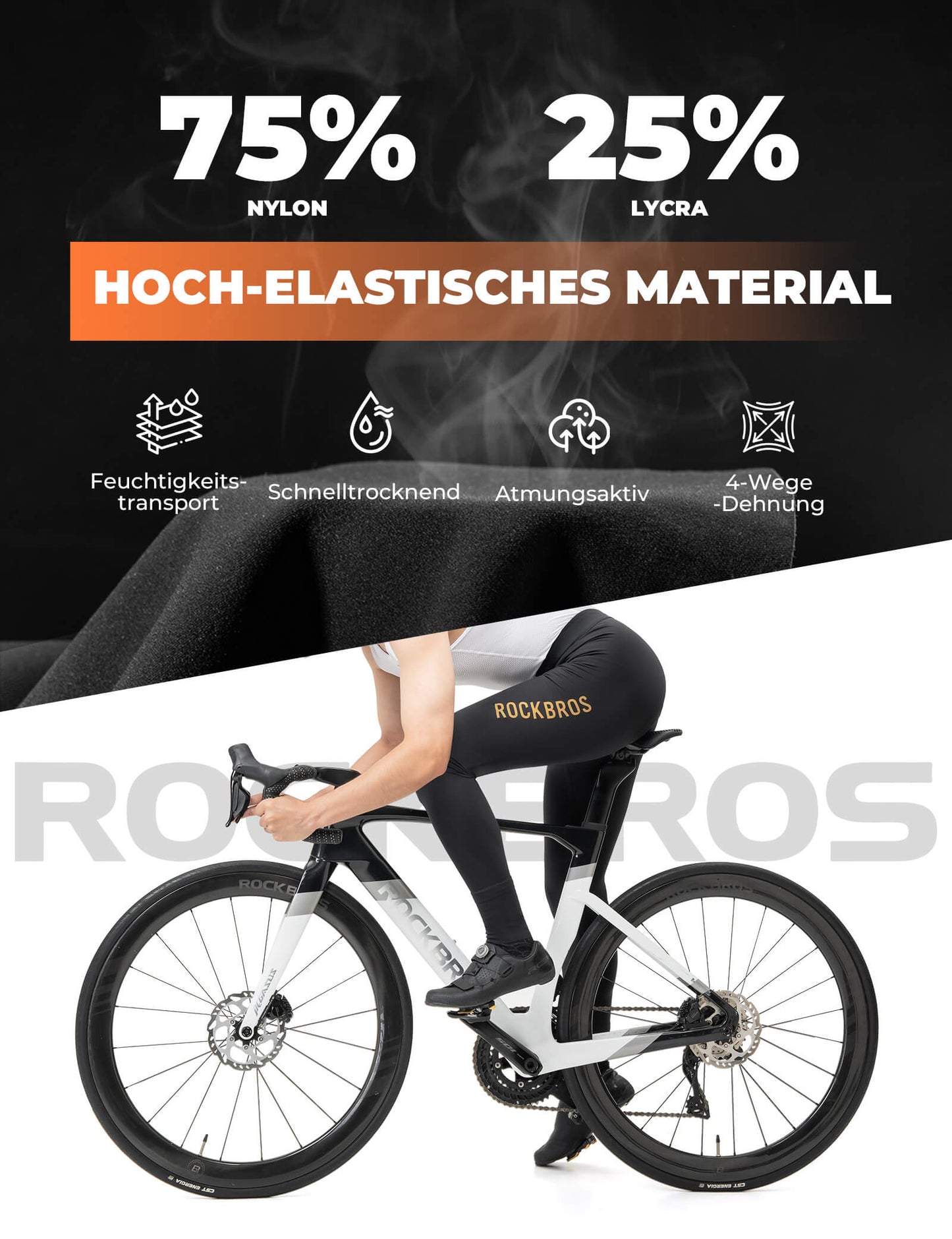 Herren Fahrrad Trägerhose Lang Gepolstert ROCKBROS