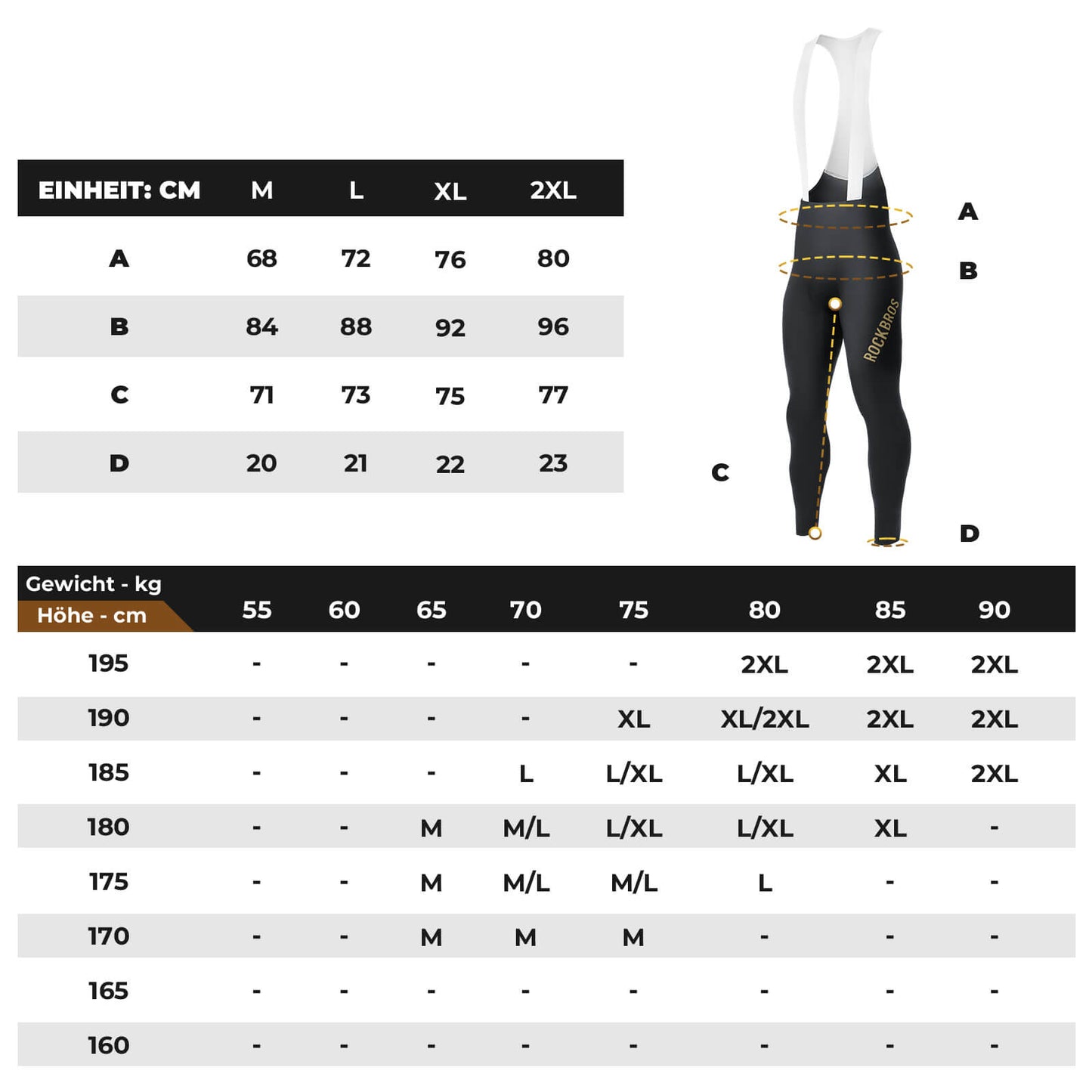 Herren Fahrrad Trägerhose Lang Gepolstert ROCKBROS