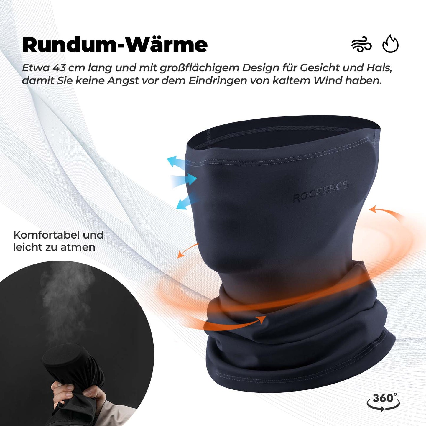 Multifunktionstuch Fleece Sturmhaube Weich Gesichtsmaske Schlauchtuch ROCKBROS