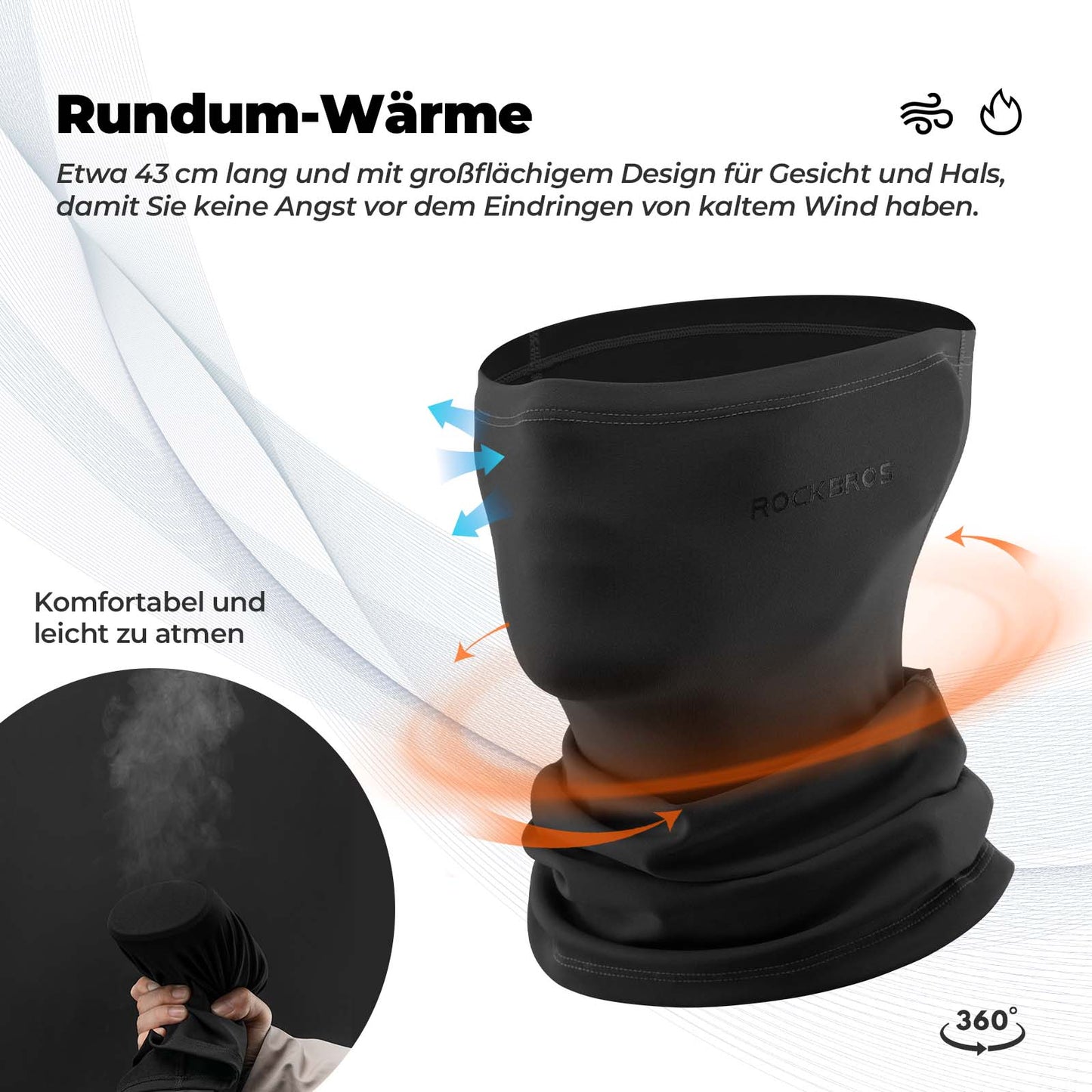 Multifunktionstuch Fleece Sturmhaube Weich Gesichtsmaske Schlauchtuch ROCKBROS