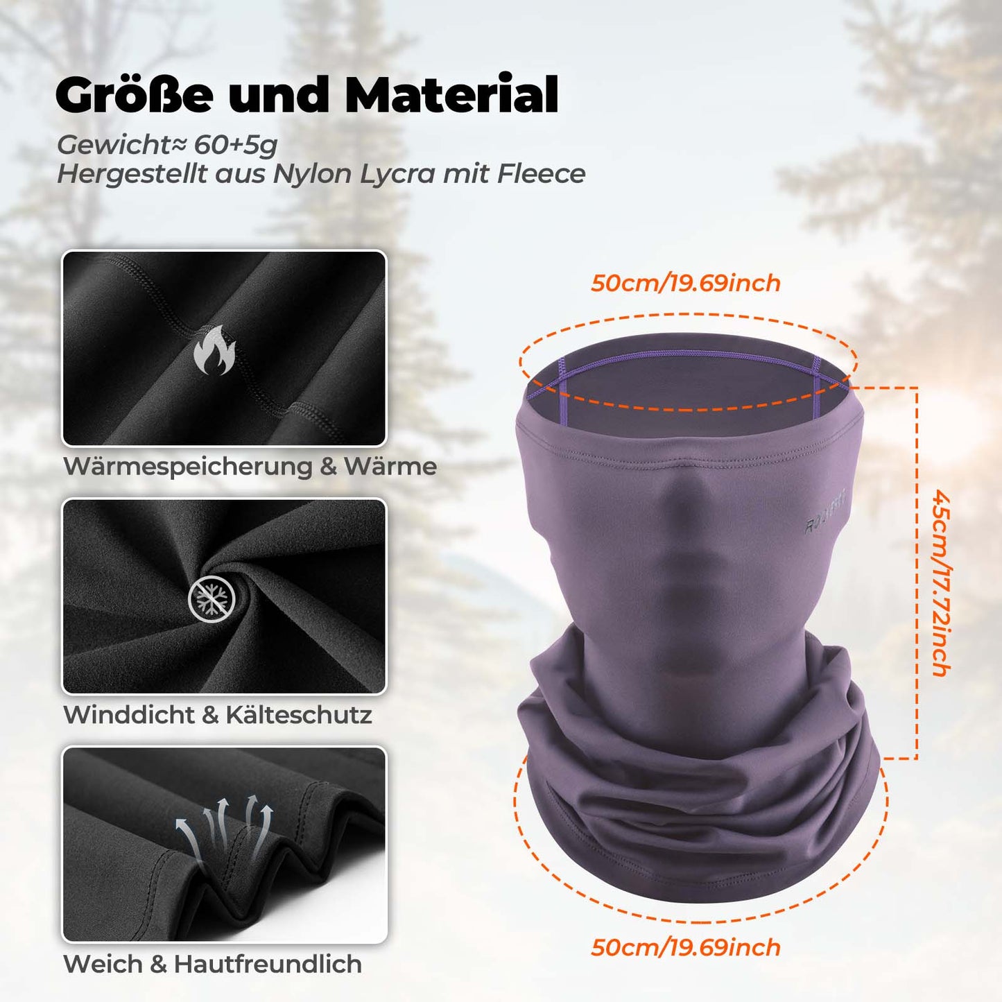 Multifunktionstuch Fleece Sturmhaube Weich Gesichtsmaske Schlauchtuch ROCKBROS