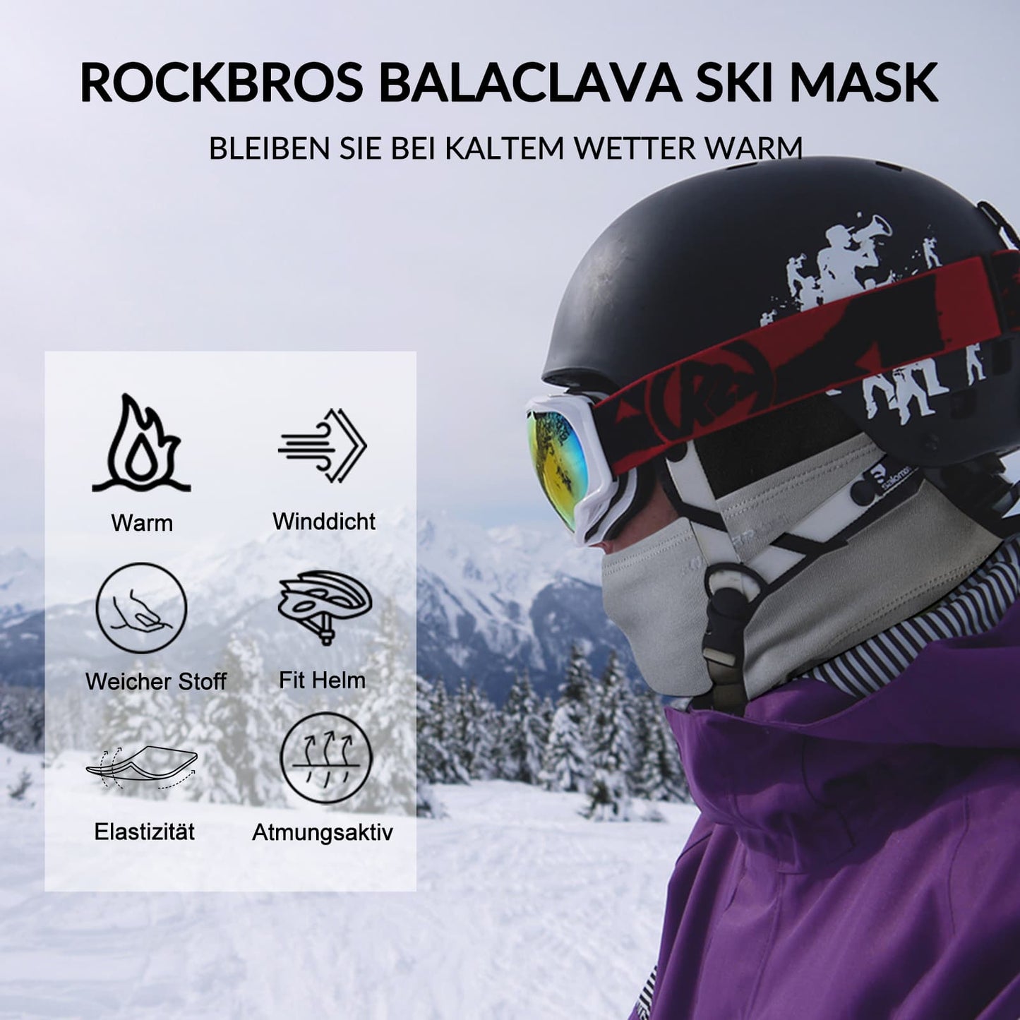 Sturmhaube 2er Set Herbst Winter Balaclava für Outdoorsports Unisex ROCKBROS