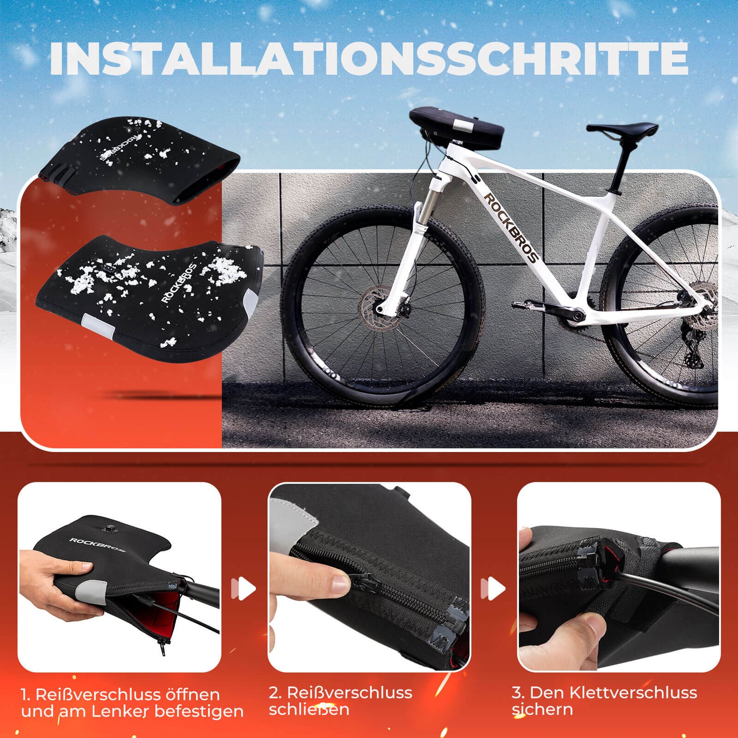Beheizte Wasserabweisend Fahrrad Lenkerstulpen - Wiederaufladbar ROCKBROS