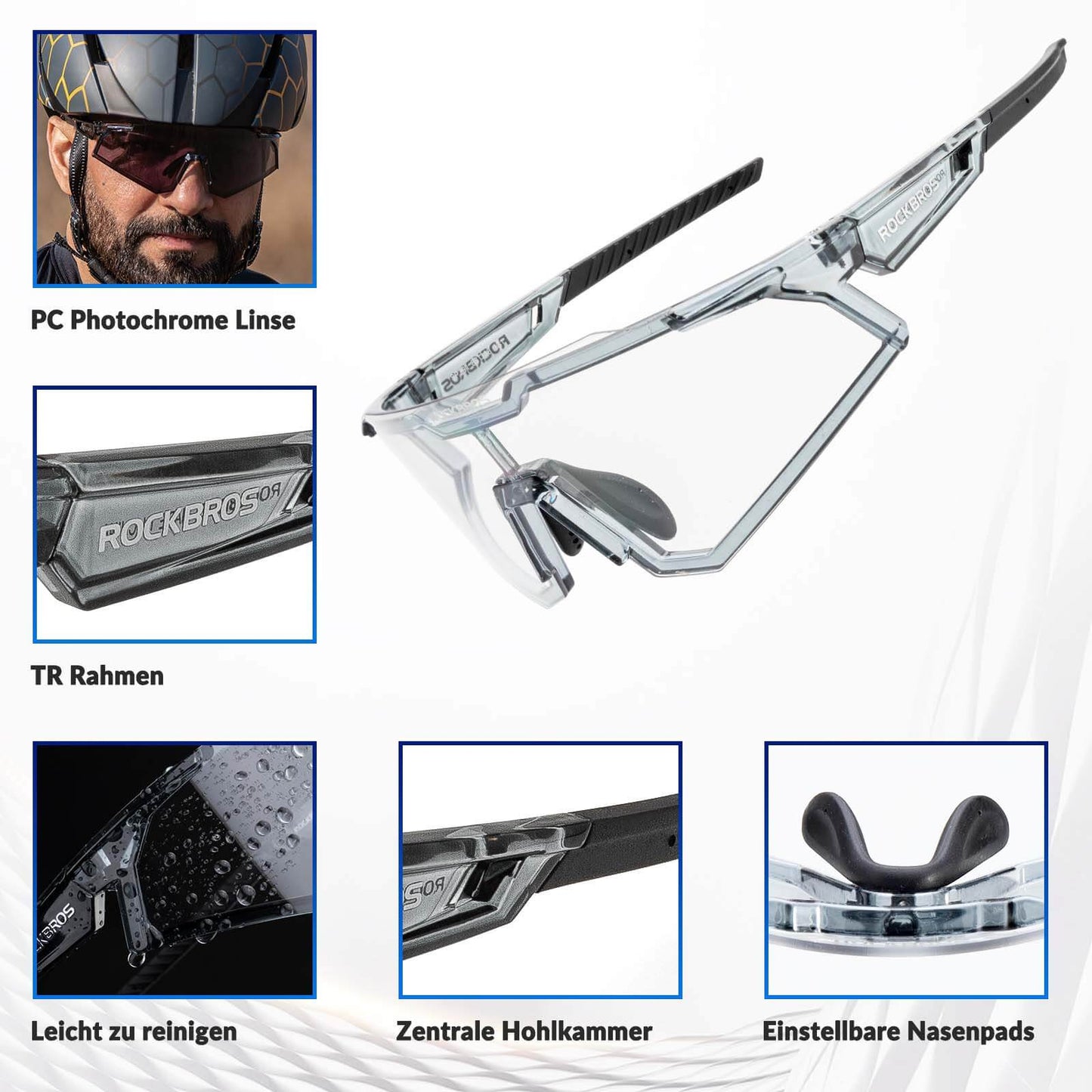 Sonnenbrille Fahrradbrille Selbsttönend Outdoor UV400 Schutz ROCKBROS