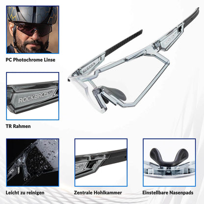 Sonnenbrille Fahrradbrille Selbsttönend Outdoor UV400 Schutz ROCKBROS