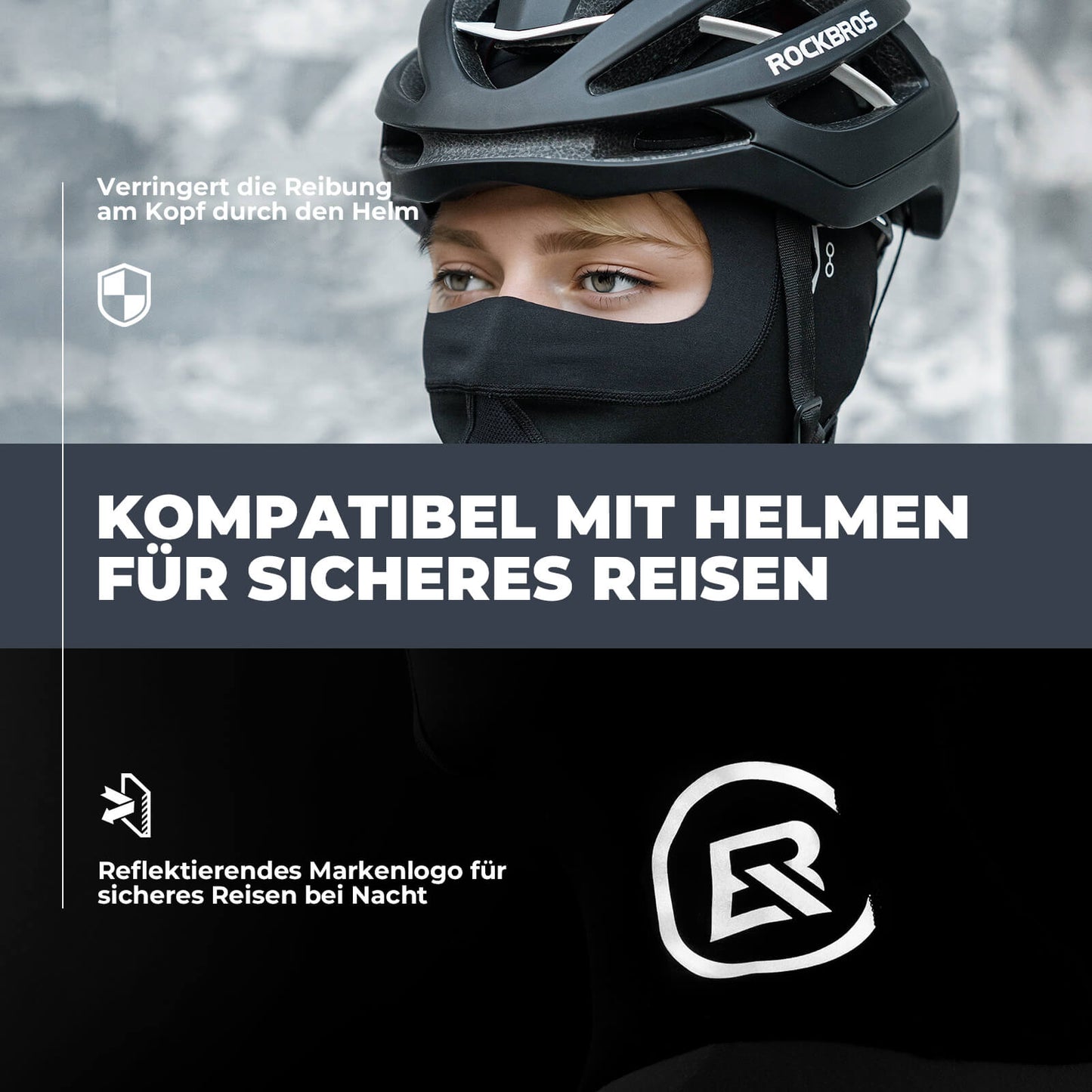Sturmhaube Winddichte atmungsaktive Fleece-Balaclava für Outdoor-Sport Unisex ROCKBROS