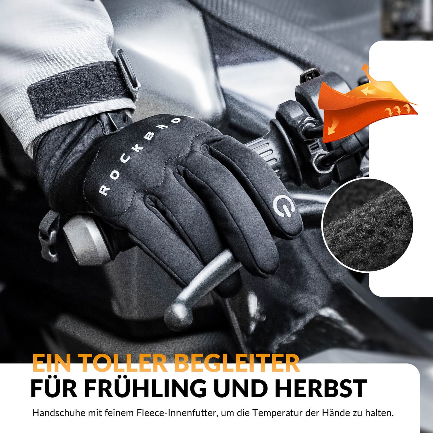 Winter Fahrradhandschuhe mit Gel Gepolstert Touchscreen-fähig ROCKBROS