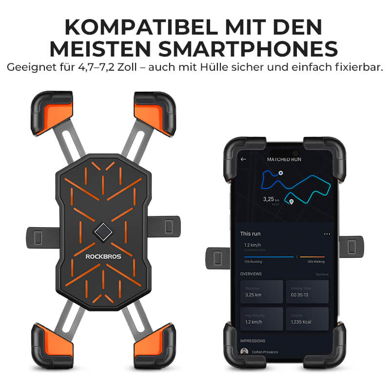 ROCKBROS Fahrrad Handyhalterung 360° Drehbar für 4,5-7,2 Zoll