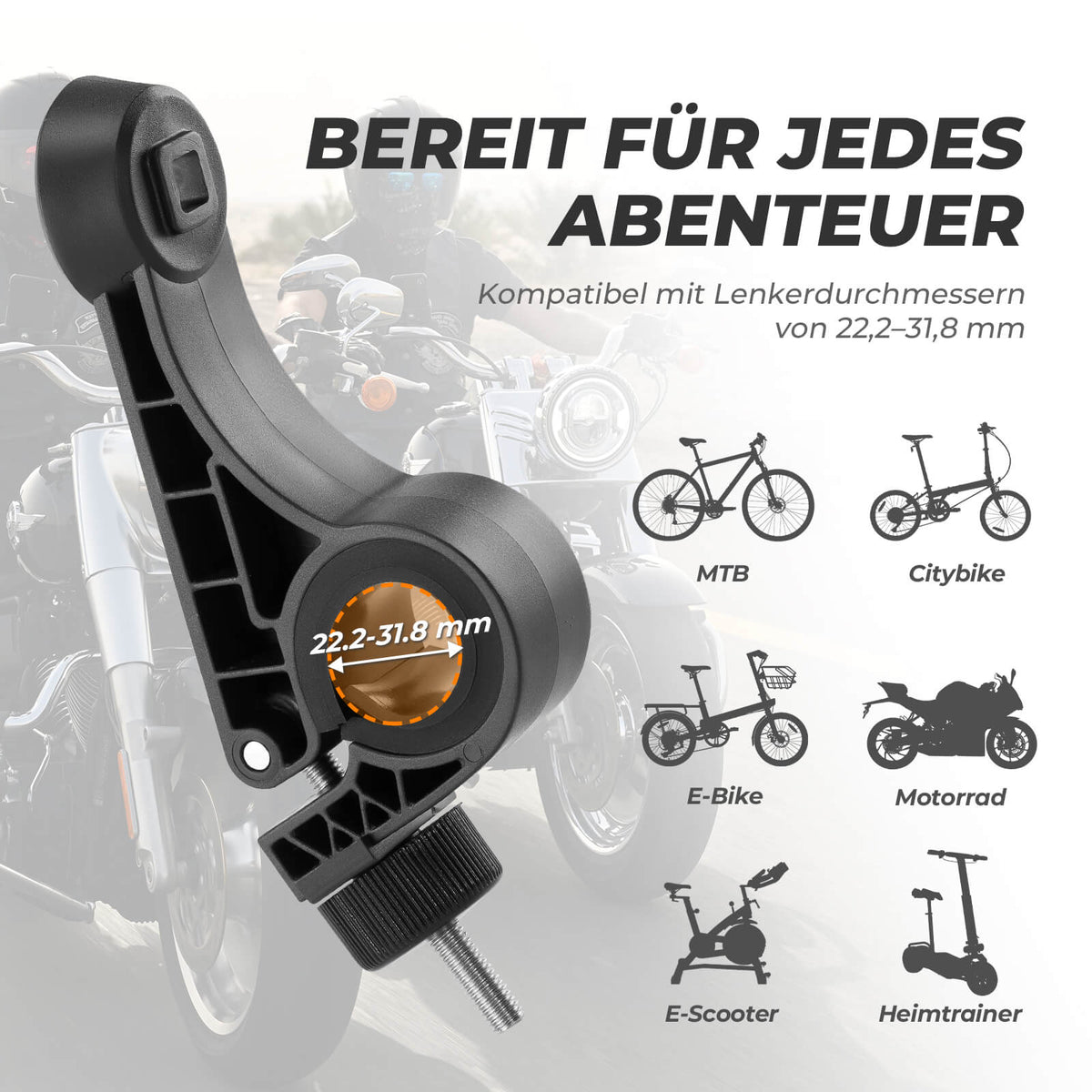 ROCKBROS Fahrrad Handyhalterung 360° Drehbar für Handy 4.5~7.2"