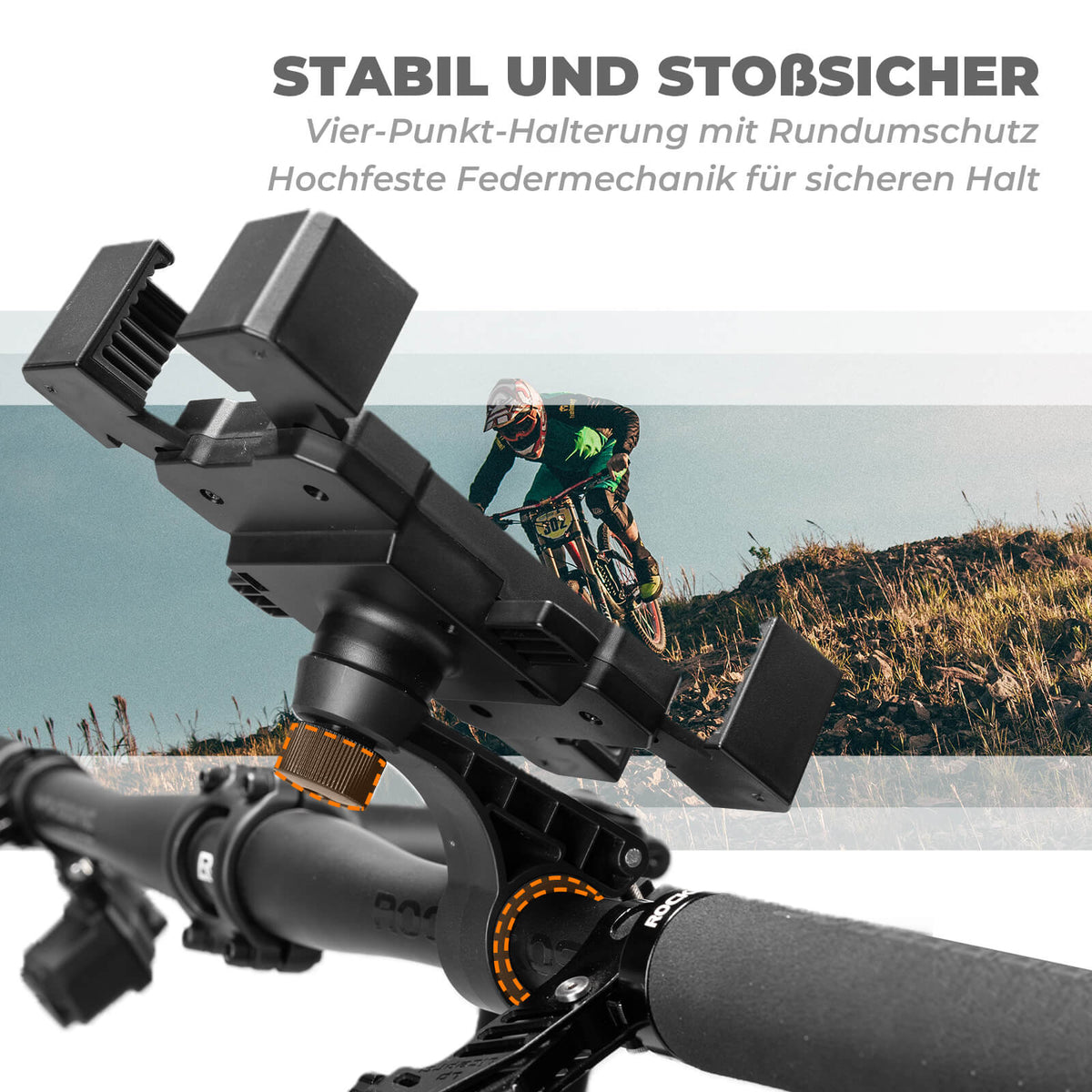 ROCKBROS Fahrrad Handyhalterung 360° Drehbar für Handy 4.5~7.2"