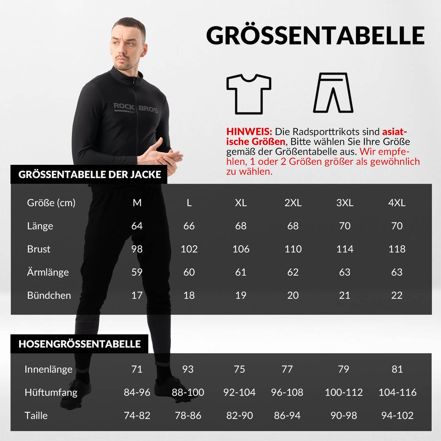 Fahrrad Jacke & Hose Winter Anzug Sportlich Fahrradbekleidung ROCKBROS