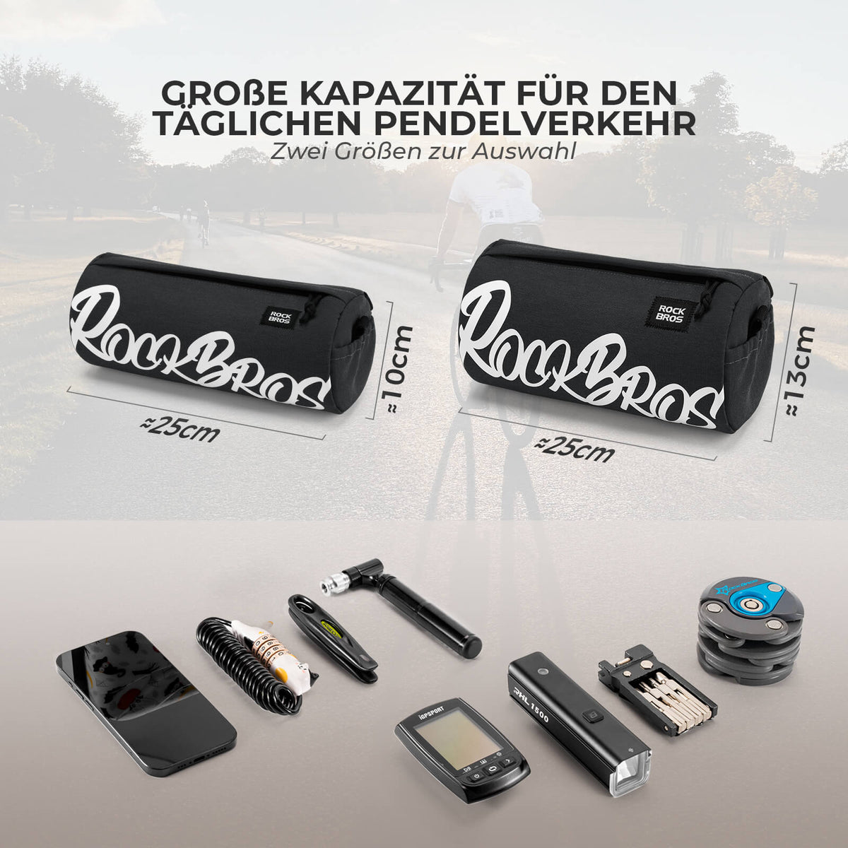 ROCKBROS Lenkertasche Klein mit Schultergurt 2L/3,6L - SketchRide Series