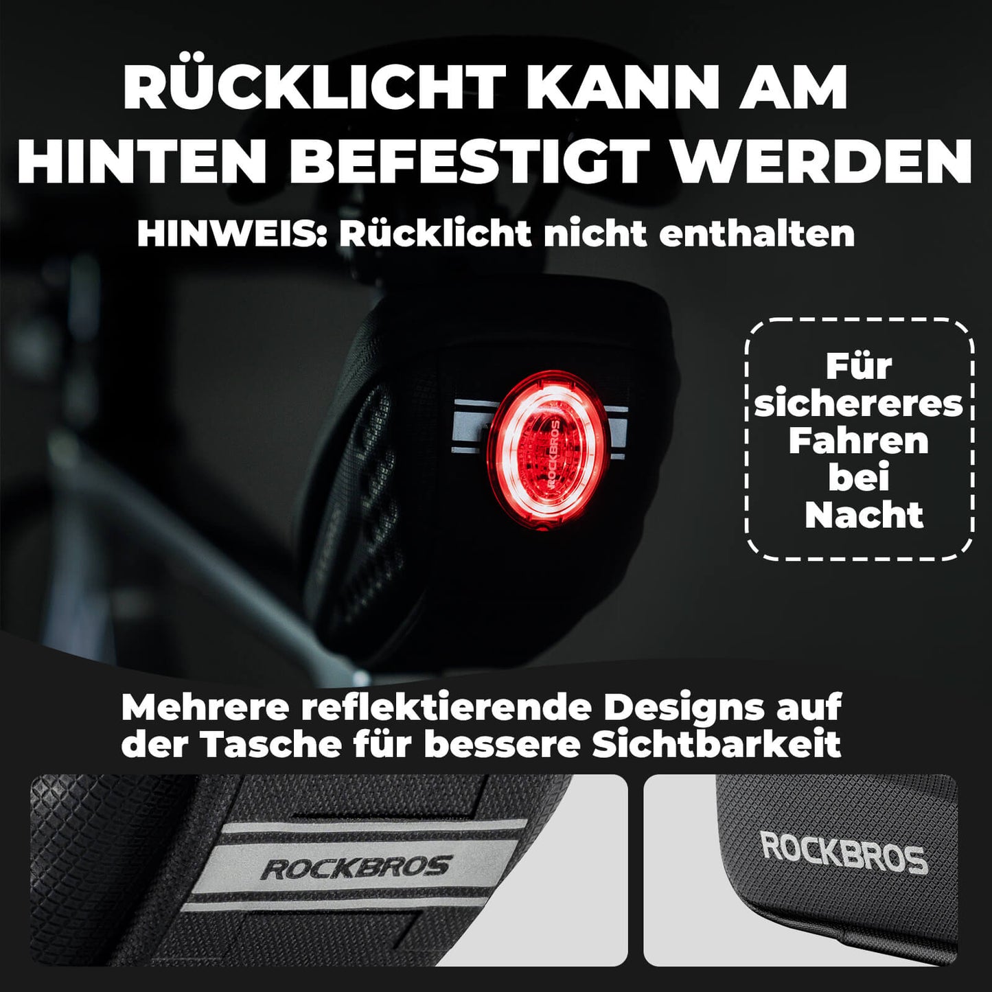 Fahrrad Satteltasche mit Schutzblech Wasserabweisend 1,3L/0.8L ROCKBROS