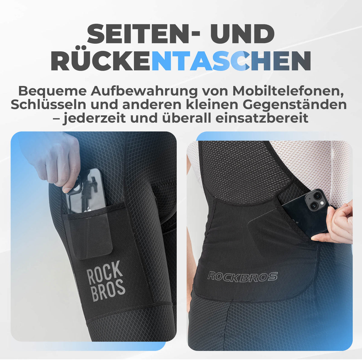 ROCKBROS Herren Fahrrad Trägerhose mit Sitzpolster Atmungsaktiv Sommer