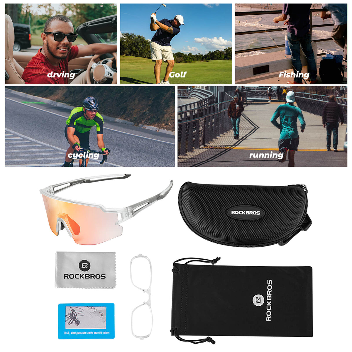 ROCKBROS Fahrradbrille Photochromatisch Sonnenbrille UV400-Schutz