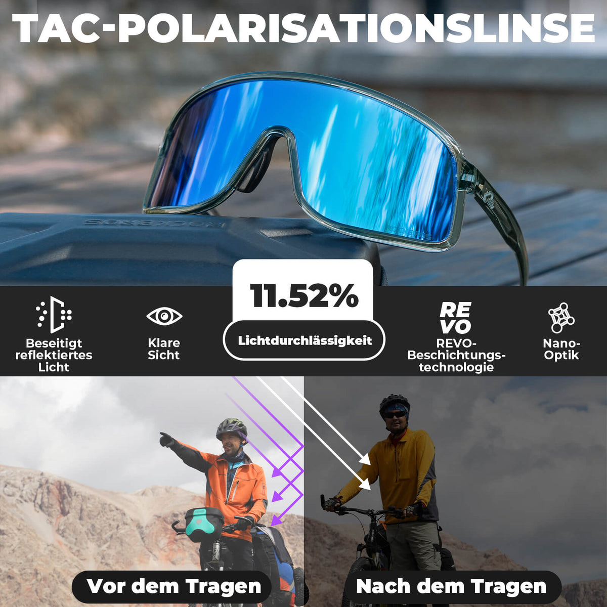 ROCKBROS Sonnenbrille Selbsttönend UV400-Schutz