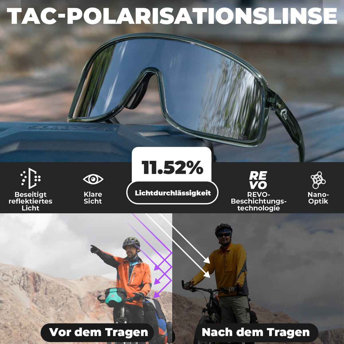 ROCKBROS Sonnenbrille Selbsttönend UV400-Schutz