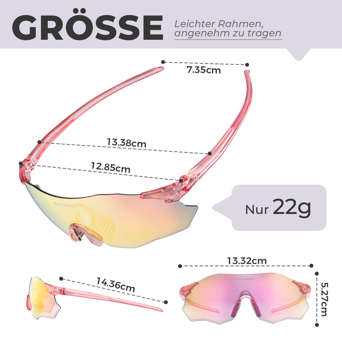ROCKBROS Fahrradbrille Verspiegelte Gläser UV400-Schutz Ohne Rahmen -SWIFT