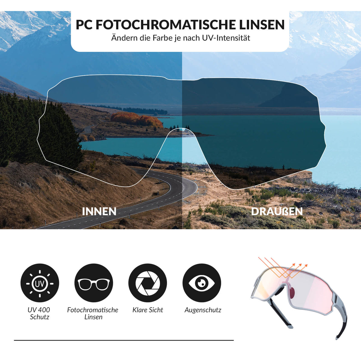 ROCKBROS Dynamische Radbrille mit UV400-Sonnenfilter