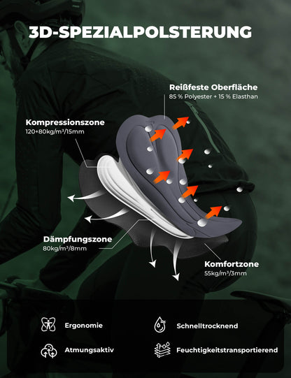 ROCKBROS Fahrradhose Lang Gepolstert Nahtlos Schnelltrocknend Herren