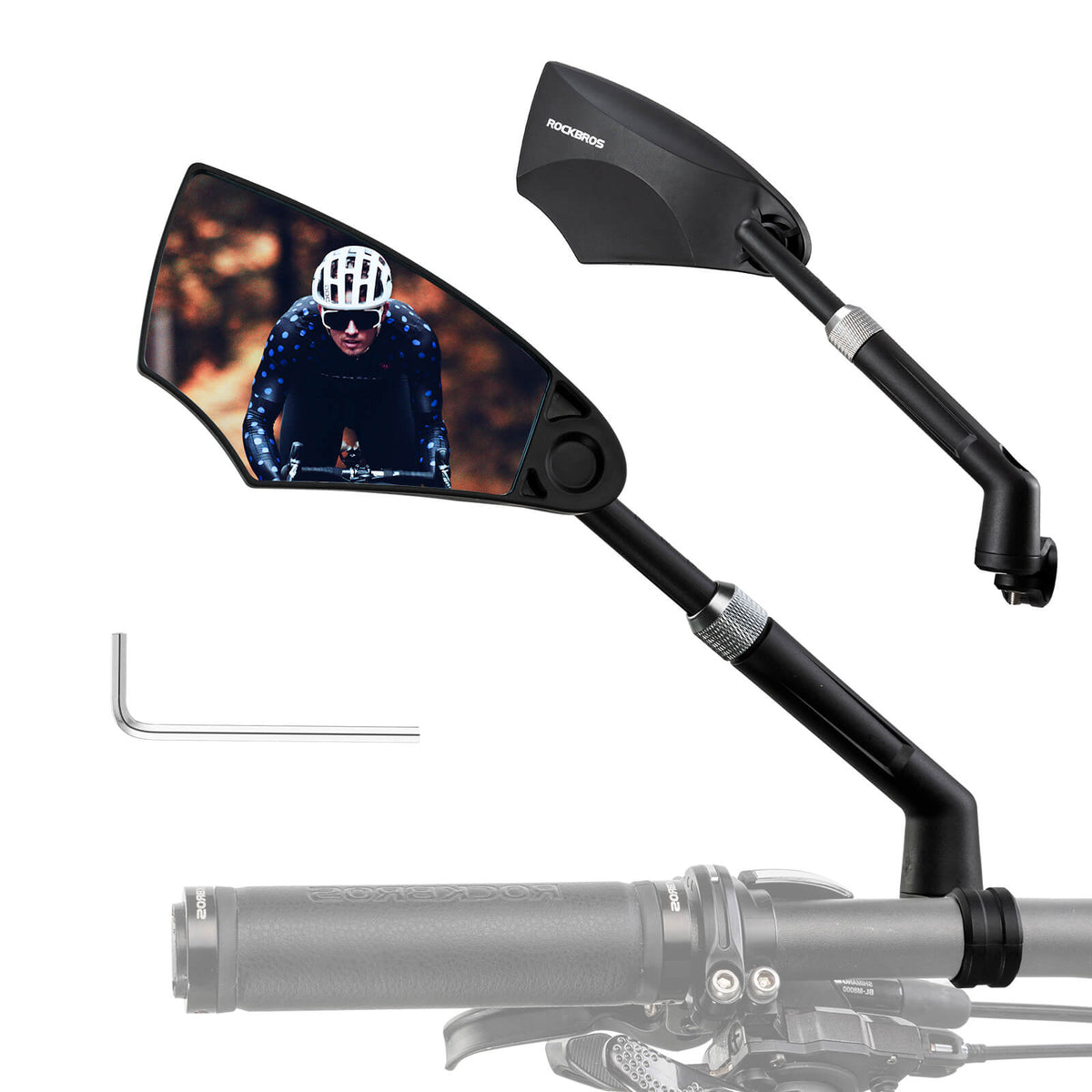 ROCKBROS Fahrradspiegel Rückspiegel 360°Drehbar Klappbar für Lenker 20–23mm