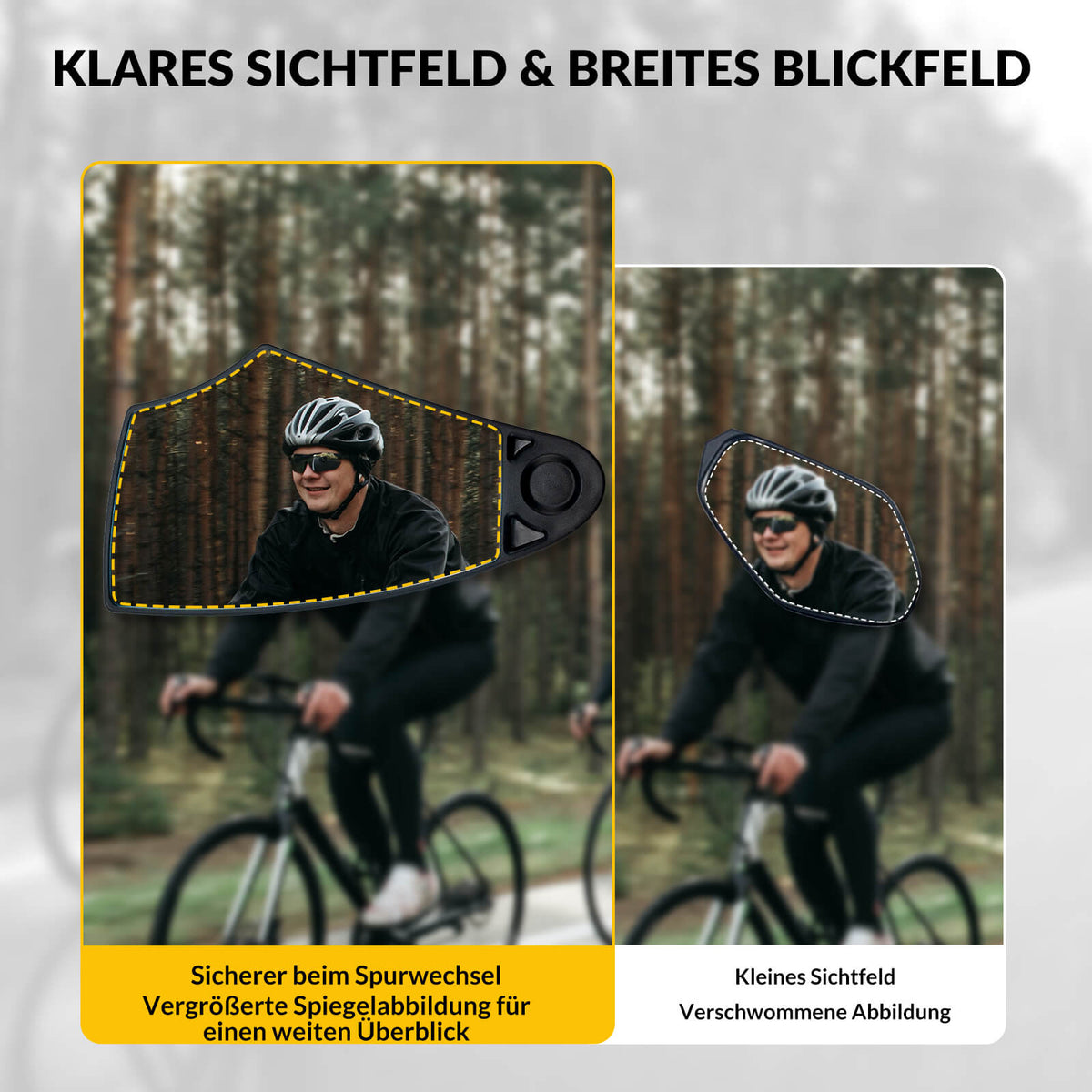 ROCKBROS Fahrradspiegel Rückspiegel 360°Drehbar Klappbar für Lenker 20–23mm