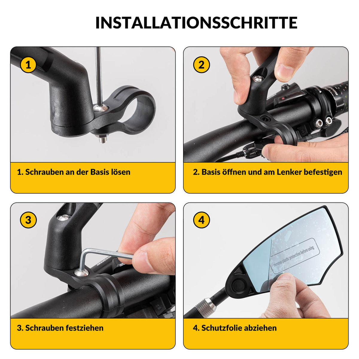 ROCKBROS Fahrradspiegel Rückspiegel 360°Drehbar Klappbar für Lenker 20–23mm