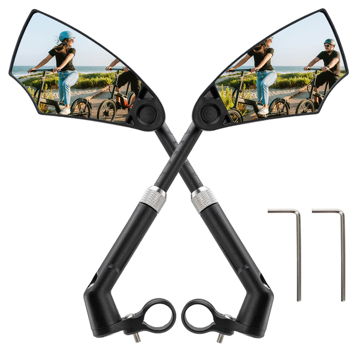 ROCKBROS Fahrradspiegel Rückspiegel 360°Drehbar Klappbar für Lenker 20–23mm