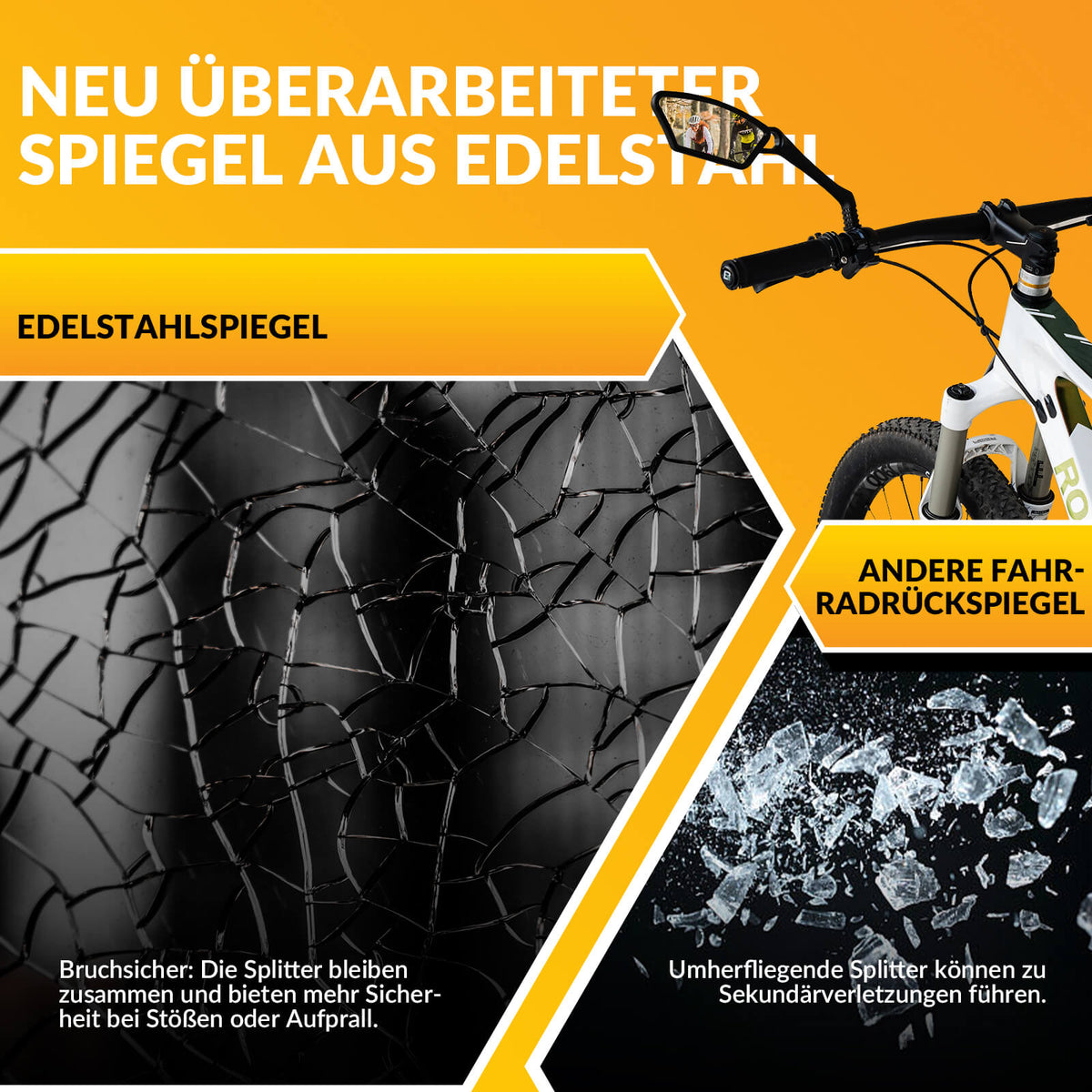 ROCKBROS Fahrradspiegel Rückspiegel 360 ° Verstellbarer für Lenker 21-26mm